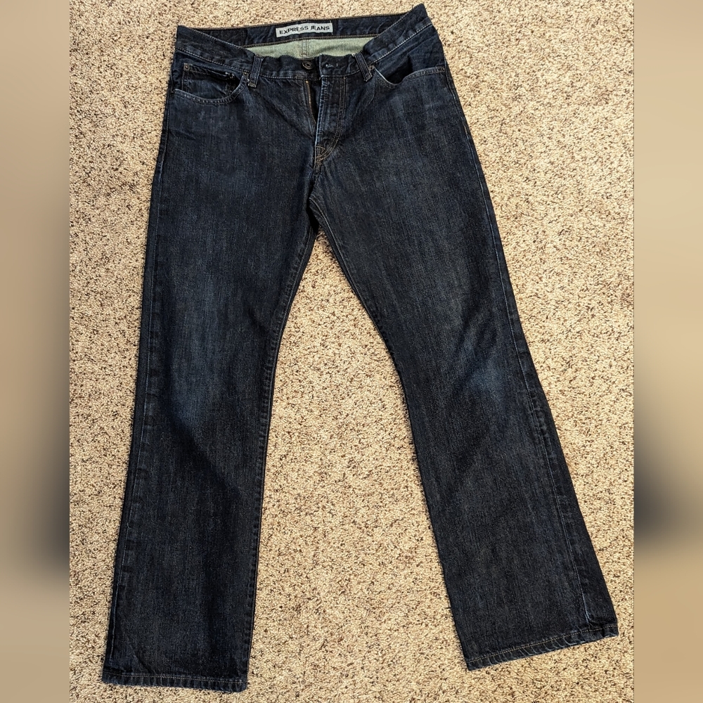 Express Jeans Kingston Classic Fit Boot Dark Blue Wash Jeans 32 X 32